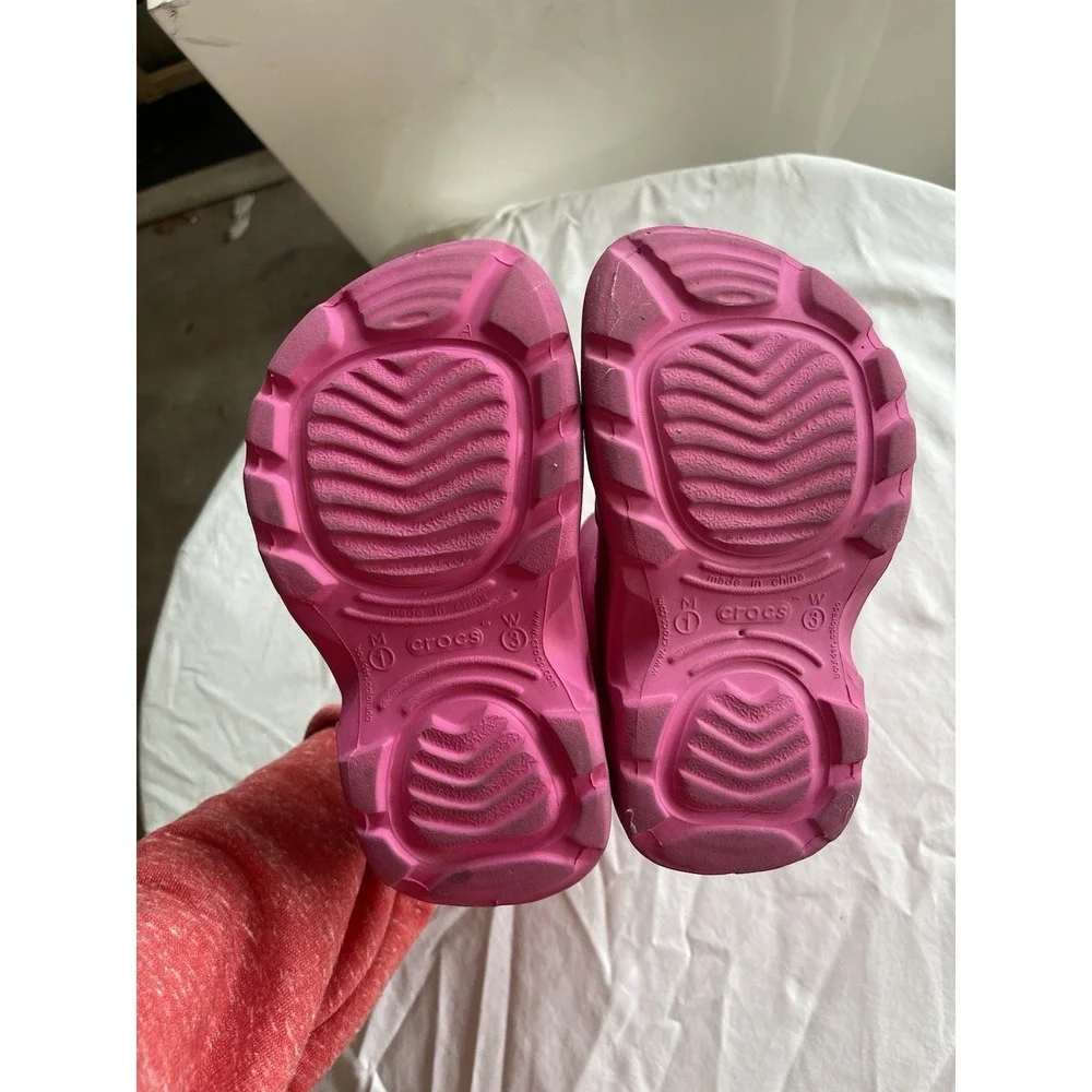 Crocs Kids Pink Handle It Rain Boots Waterproof Pull On Shoes Size J1
